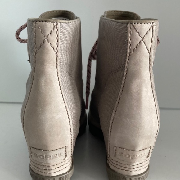 Sorel PDX Women's Boots Leather Canvas Hidden Wedge Lace-Up Round Toe 8 EUC - Picture 7 of 14